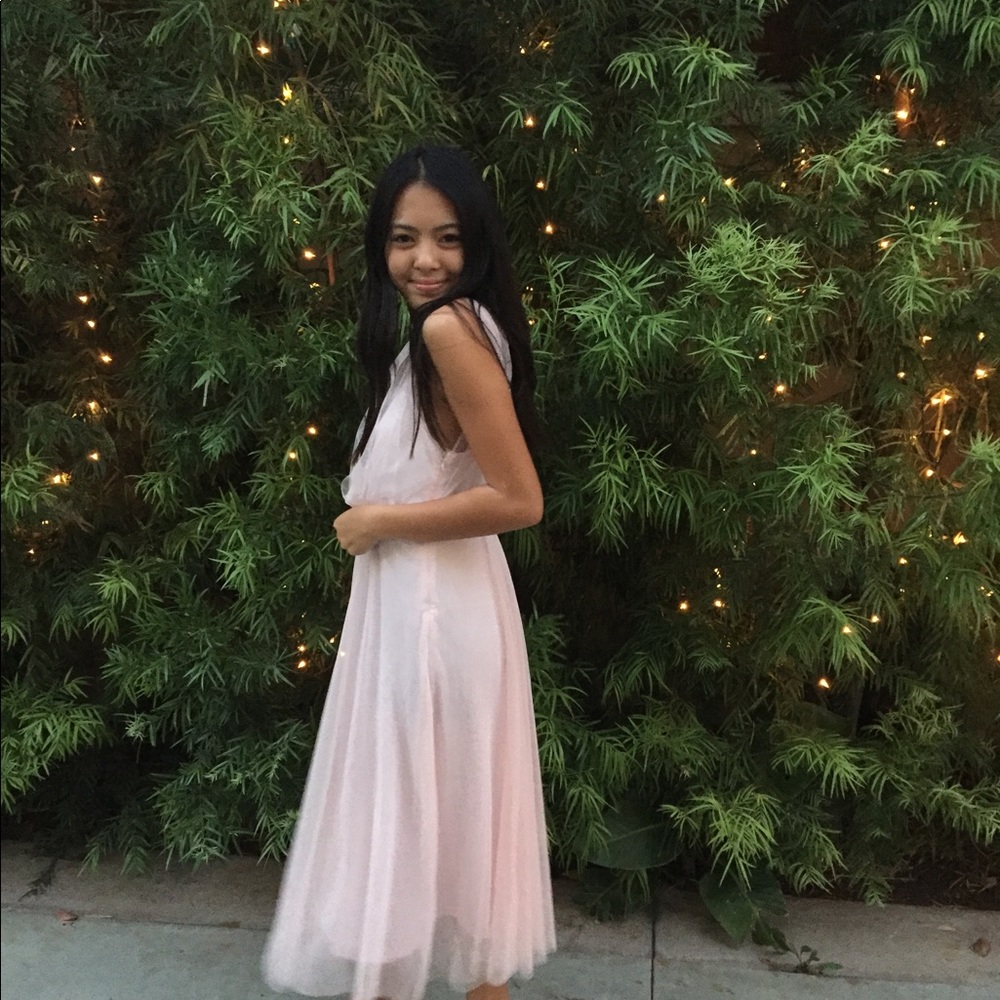 pink tulle long dress !!